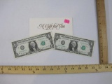 Two Sequential Series 1977 One Dollar Bills, D91573867A & D91573868A, excellent condition