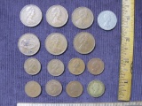 Lot of United Kingdom coins, from 1943 through 1994, plus one 1980 2P Irish coin.