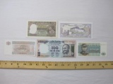 Lot of Asian Paper Currency including Central Bank of Myanmar Five Kyats, Union of Burma Bank One