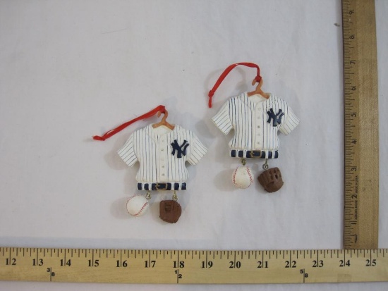 Two New York Yankees Jersey Christmas Ornaments, Kurt S Adler 2001, 4 oz