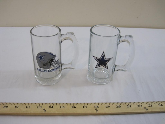 Two Dallas Cowboys Glass Beer Mugs, 2 lbs 9 oz