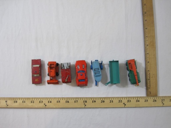Lot of Vintage Metal Emergency & Construction Vehicles and More including Matchbox 1976 Fire Chief,