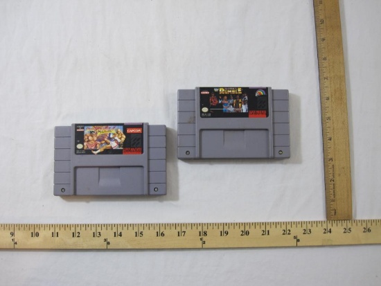 Two Super Nintendo Game Cartridges including WWF Royal Rumble and Street Fighter II Turbo, games