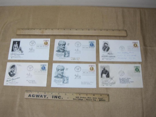Six 1960 First Day Covers including 4c and 8c Gustaf Mannerheim and Giuseppe Garibaldi
