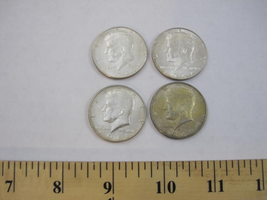 Four Silver-Clad John F. Kennedy Half Dollars: 2 1967; 2 1968-D 45.9 g