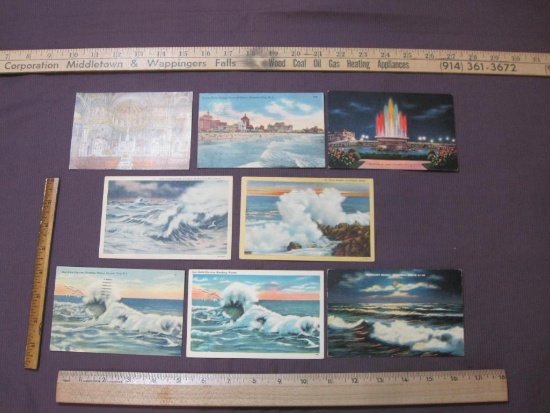 Five vintage (1940s through '60s) Atlantic City postcards (Ocean Scenes, Oceanfront Hotels) and 3