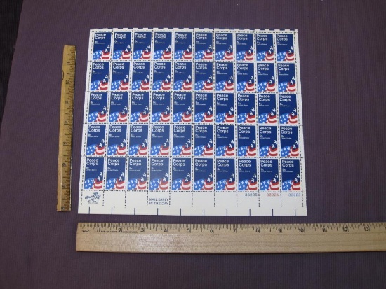 Full Sheet of Peace Corps 8-Cent US Postage Stamps, Scott #1447