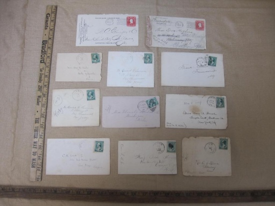 Lot of stamped addressed envelopes from the 1880s through 1906. Letters are enclosed in two of them.