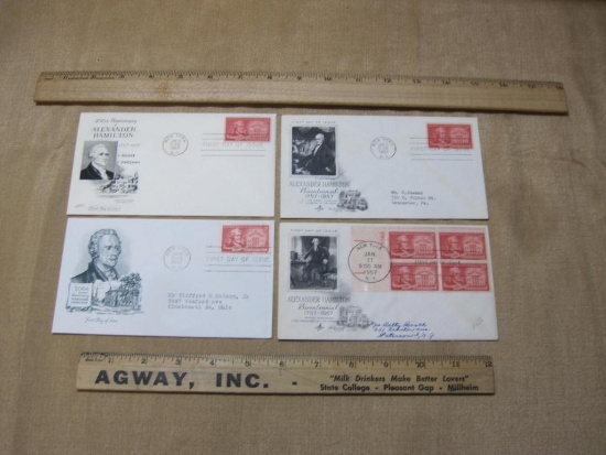 Four Alexander Hamilton First Day Covers New York 1957