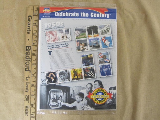1950s Celebrate the Century Full Pane of Postage Stamps, 1998