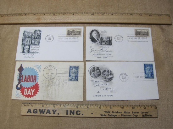 Four U.S First Day covers - 2 James Buchanan , 2 American Labor 1956