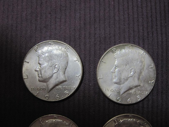 Four John F. Kennedy Silver-Clad Half Dollars: 2 1965 and 2 1966 46 g