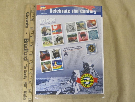1960s Celebrate the Century Full Pane of Postage Stamps, 1999