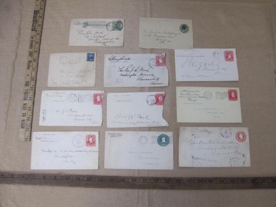 Batch of stamped, hand-addressed envelopes from the early 20th Century. Plus, one United States
