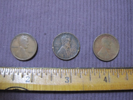 Three Wheat Back Pennies including 1916, 1920 & 1926