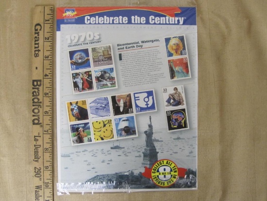 1970s Celebrate the Century Full Pane of Postage Stamps, 1999