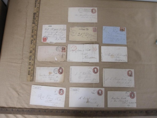 Batch of 19th Century envelopes, letters and financial documents.