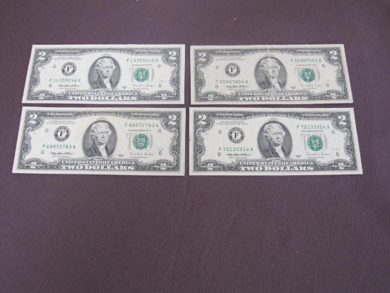 Four Robert E. Rubin Series 1995 Two-Dollar Bills