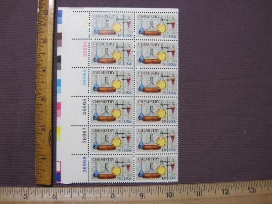 Block of 12 1976 13 cent Chemistry US postage stamps, #1585