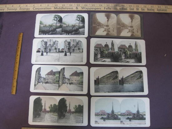 Eight stereograph photo cards of mostly German scenes, as well as one (copyright 1905) of Norway's