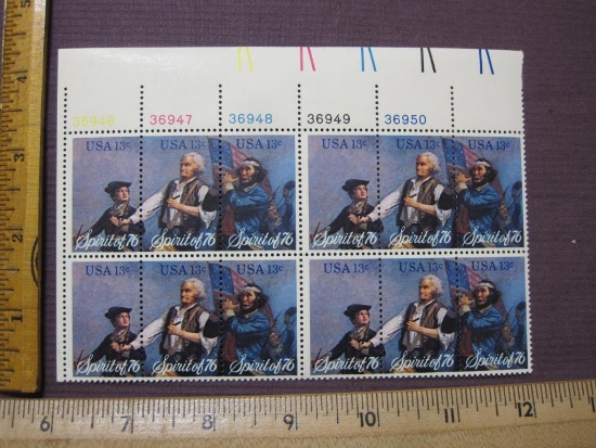 US Stamp 1976 Spirit of '76 12-stamp plate block, #1629-1631