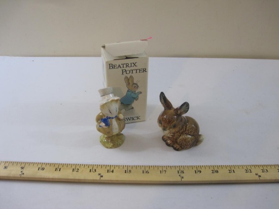 Goebel Bunny Ceramic Figure and Beswick Beatrix Potter "Amiable Guinea Pig" Ceramic Figure in