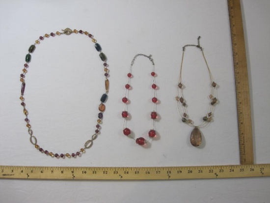 Three Beaded Fashion Necklaces from Monet and more, acrylic beads, 4 oz