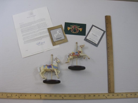 Two Franklin Mint Porcelain Carousel Horse Figures, in original boxes, 1 lb 1 oz