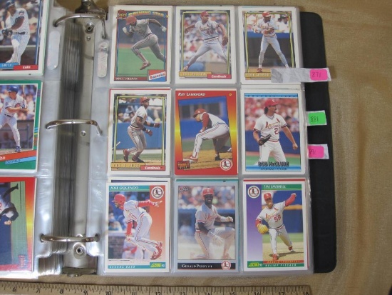 Assorted Topps and Donruss baseball cards includes Cardinals, Dodgers, Giants