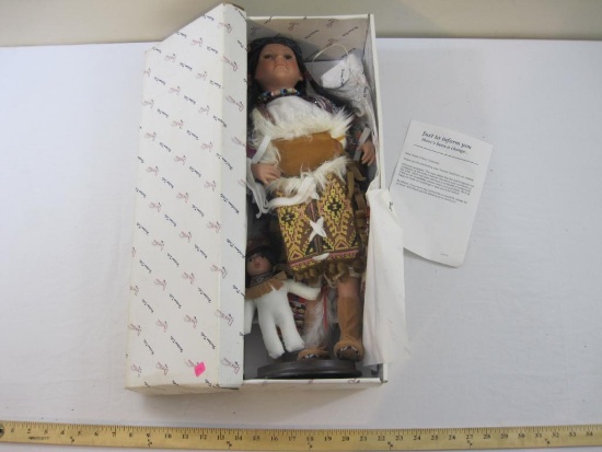 Vintage Native American Porcelain Doll, Heirloom Dolls, Duck House, in original box, 4 lbs 5 oz