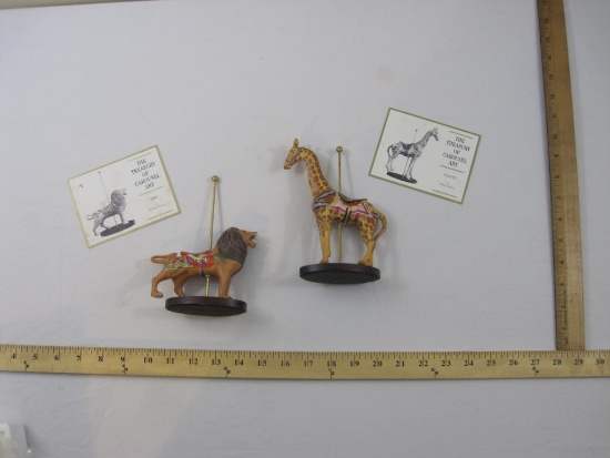Two The Treasury of Carousel Art Porcelain Figures from The Franklin Mint including Lion and