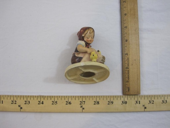 Vintage Chick Girl Ceramic Hummel Figure #57/0 with Crown Mark, Goebel, has small chip in base, 4 oz
