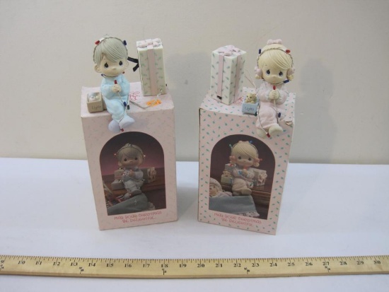 Two Precious Moments May Your Christmas Be Delightful Stocking Holders, 1987/1989 Samuel J Butcher,