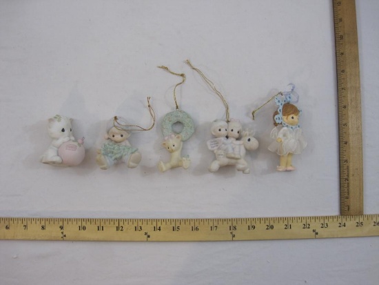 Lot of 5 Porcelain Precious Moments Christmas Ornaments, 7 oz