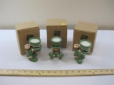 Three RUSS Ceramic Leprechaun Candle Holders, new in box, 1 lb 7 oz