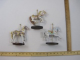 Three Franklin Mint Porcelain Carousel Horses, made in Taiwan, 1 lb 8 oz