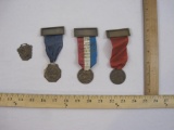 Lot of 4 Vintage Fire Company Medals including Mifflin County Firemen's Association, Lock Haven Fire