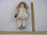 1989 Brinn's Porcelain Doll with Display Stand, 1 lb 3 oz