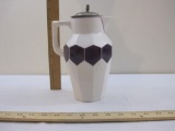 Vintage Wittenberg Ceramic Coffee Pot with Metal Lid, Purple Hexagon Design, 1 lb 8 oz