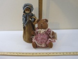 Two Country Dolls including Russ Country Classics Bear and primitive Country Tradition Doll by Ron