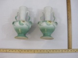 Pair of Unique Weller Pottery Handled Floral Vases, 3 lbs 14 oz