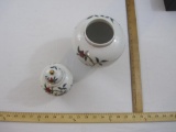 Two Japenese Ginger Jars with Red Floral Design, Andrea by Sadek, one does not have lid, 2 lbs 10 oz