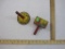 Two Vintage Tin Litho Metal Toys including Bell and Noise Maker, US Metal Toys Co, 4 oz