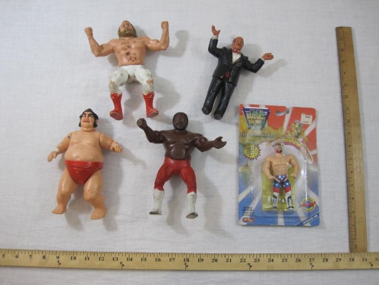 Lot of Titan Inc Wresting Figures including sealed The Patriot Bend-ems (see pictures for condition