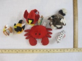 Lot of Assorted Plush Toys including Cushy Critter Raccoon, Bean Sprouts Cardinal and more, 1 lb