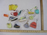 Lot of Novelty Key Chains including shoes, coin purses and more, 11 oz