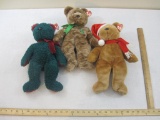 Three TY Beanie Buddies including Billionaire, 2001 Holiday Teddy and 1997 Holiday Teddy, all tags
