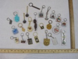 Lot of Assorted Forgeign Souvenir Key Chains from Puerto Rico, Cyprus, Bahamas and more, 1 lb