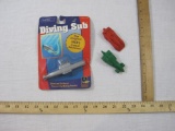 Two Vintage Crayon Cars and Diving Sub (new in package), 3 oz
