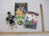 Lot of Power Rangers Items including Black Power Ranger plush doll, 2 sealed packages of Wall